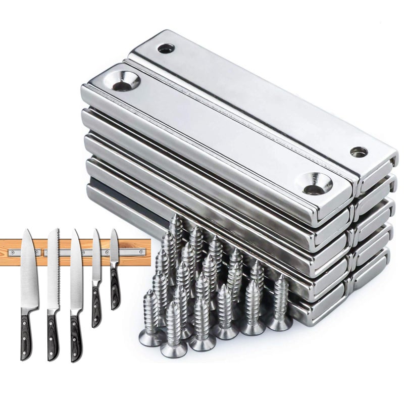 LOVIMAG Neodymium Rectangular Pot Magnets-80lbs Pulling Force-60x13.5x5mm 10 Packs with Countersunk Hole and Matching Screws, Strong Industrial Strength Rare Earth Magnets for Mounting, Home Etc - Image 1