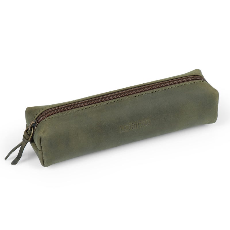 Londo Genuine Leather Zipper Pen, Pencil & Cosmetic Case - Image 1