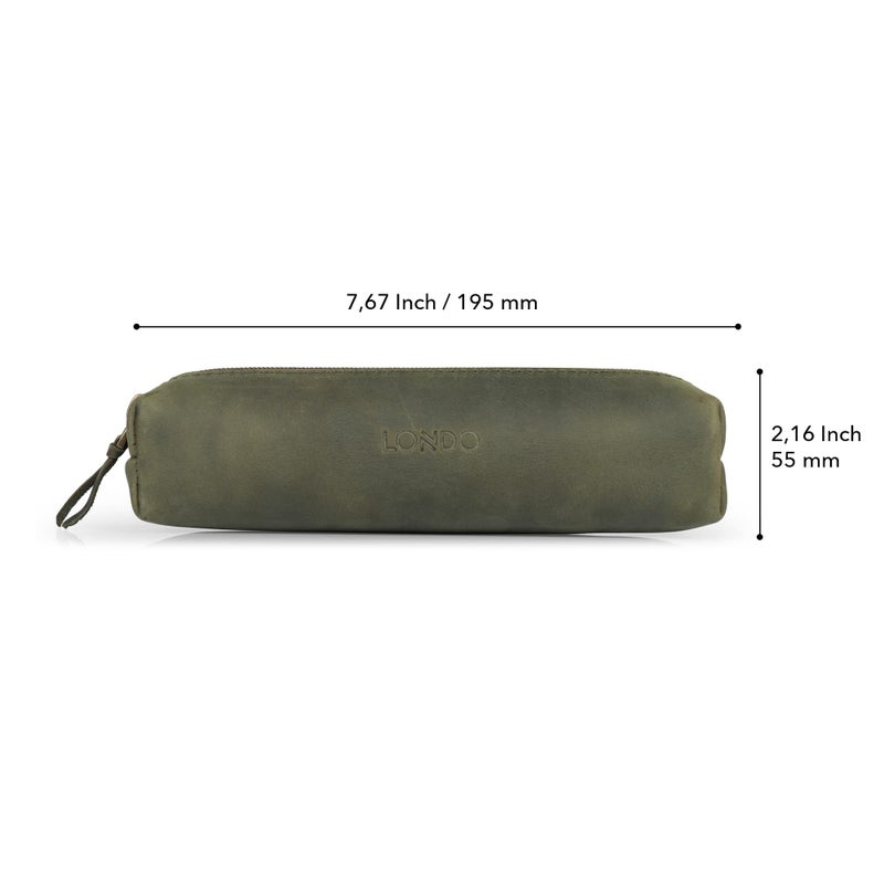 Londo Genuine Leather Zipper Pen, Pencil & Cosmetic Case - Image 2