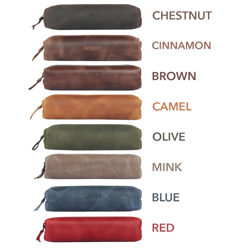 Londo Genuine Leather Zipper Pen, Pencil & Cosmetic Case - Image 5