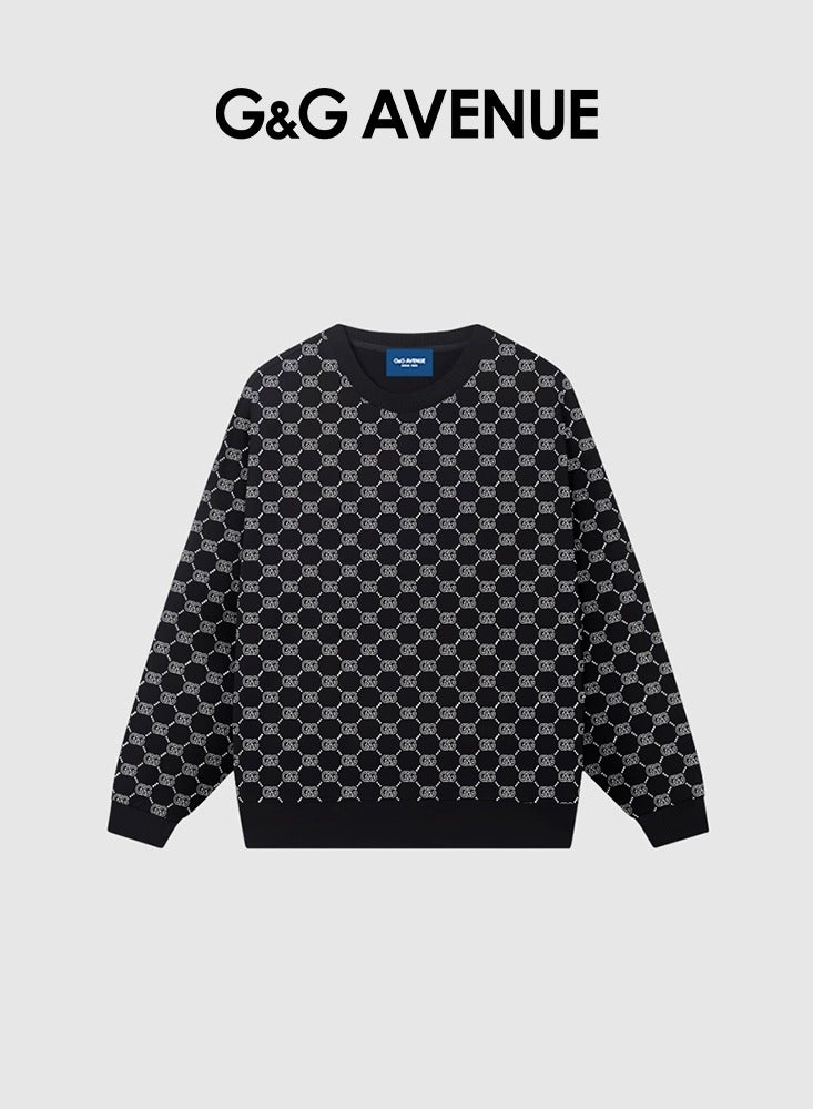 G&G AVENUE Men's round neck sweatshirt, loose fitting blend, men's round neck long sleeved casual loose pullover sweatshirt  - Image 1