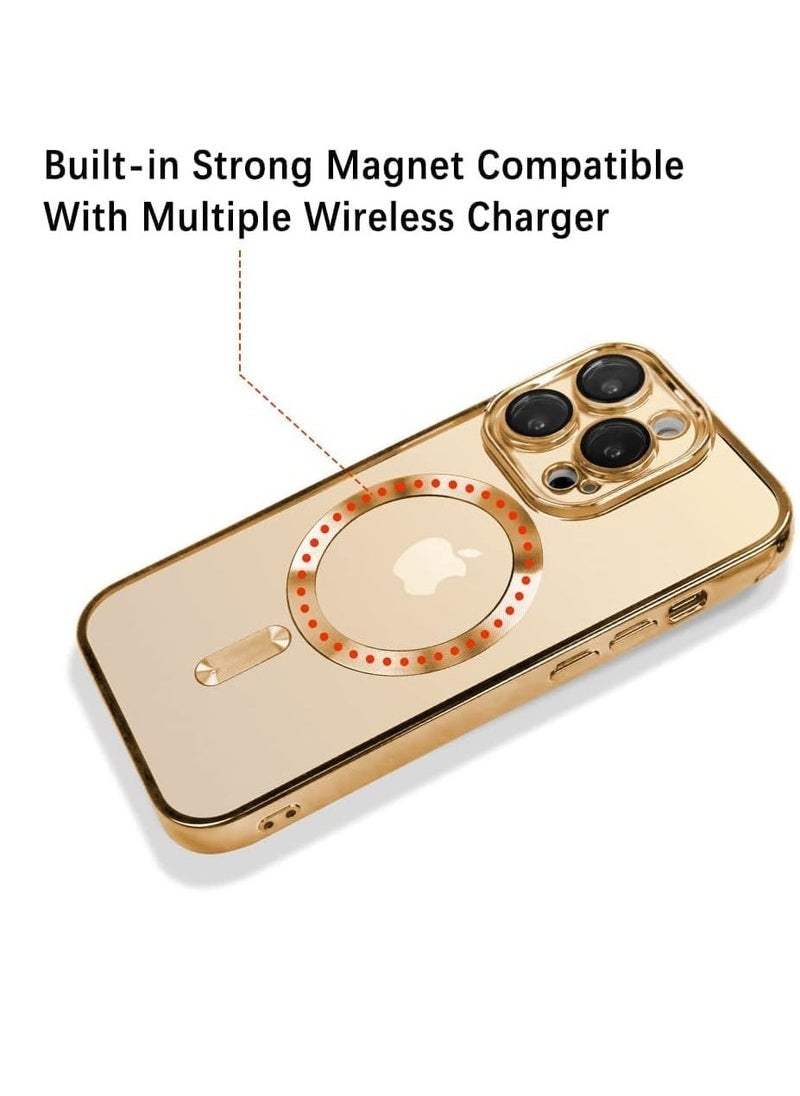 ELTRAZONE Compatible With iPhone 13 Pro Max Case with Camera Lens Protector Anti-Scratch Shockproof Protective Slim Plating iPhone 13 Pro Max Case for Women Men - Gold - Image 3
