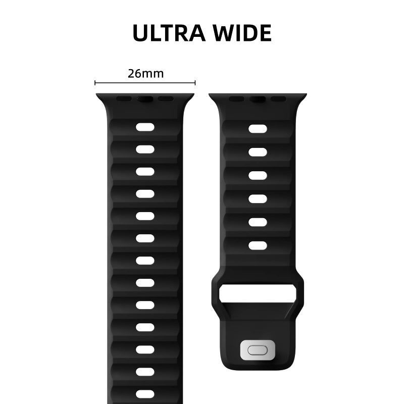 Suitisbest Sport Band Compatible with Apple Watch Ultra 2 Band 49mm 46mm 45mm 44mm 42mm for Men, Soft Silicone Wristbands Waterproof Replacement Strap for iWatch Series 11 10 9 8 7 6 5 4 3 SE Ultra 3 2 1, 2 Pack - Image 2