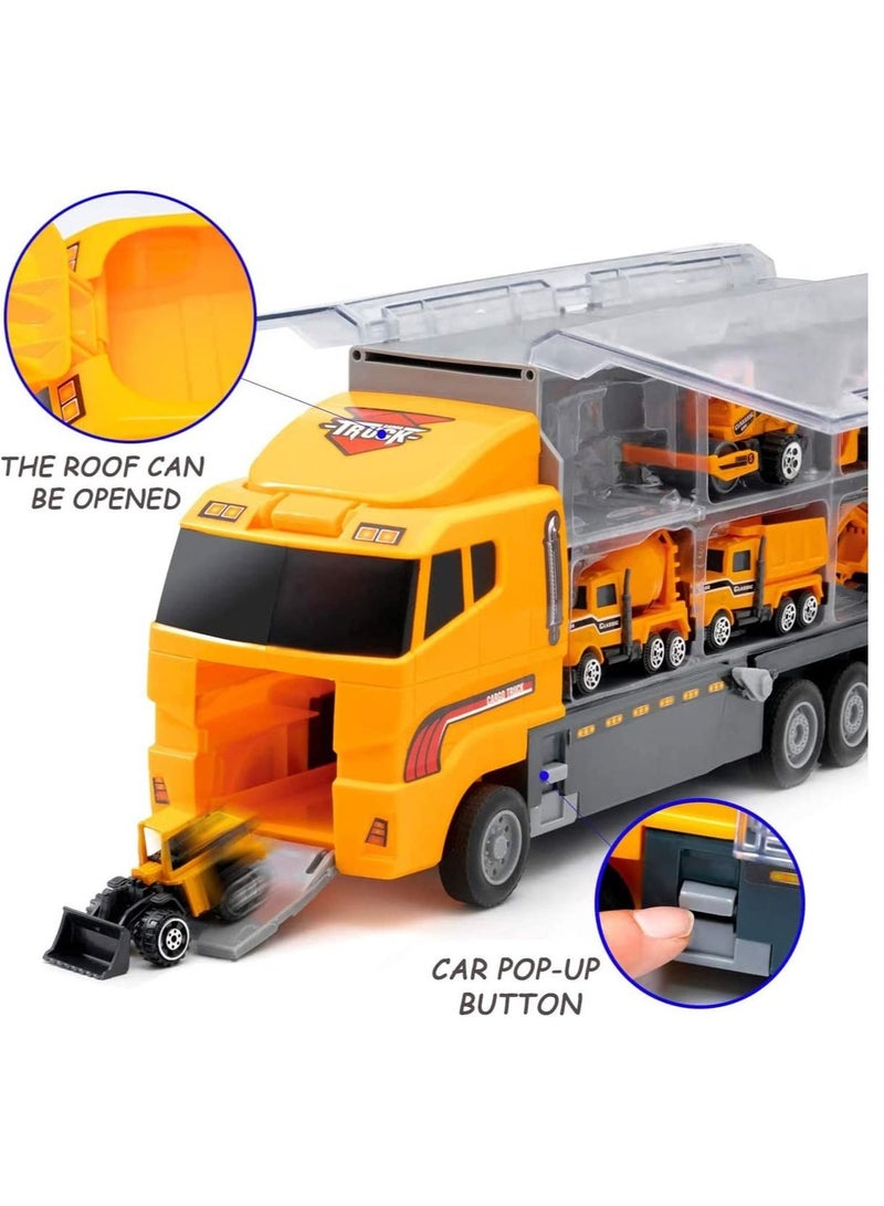 Joyfay Joyfia Toys for Boys, 11 in 1 Engineering Die-cast Construction Car Toddler Toys, Excavator Dumper Bulldozer, Kids Transport Carrier Truck Vehicles Gifts for Age 3 4 5 6 7 Year Old Boys - Image 2