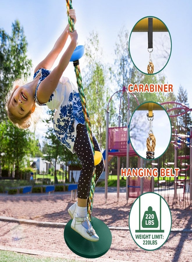 TOPNEW Tree Swing for Kids,Heavy Duty Single Disc Seat Climbing Rope Set with Hanging Strap and Platform Carabiners for Backyard Treehouse and Outdoor Playground Accessories (Green) - Image 5