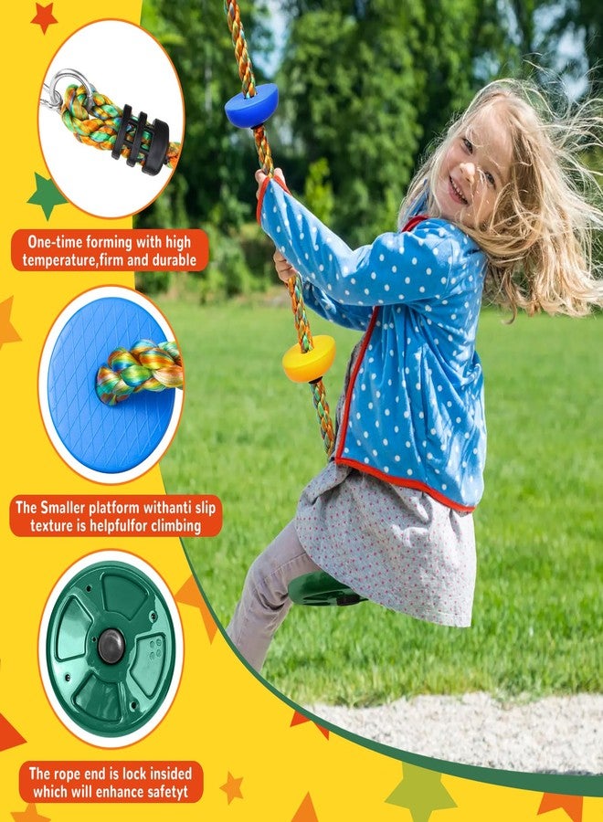 TOPNEW Tree Swing for Kids,Heavy Duty Single Disc Seat Climbing Rope Set with Hanging Strap and Platform Carabiners for Backyard Treehouse and Outdoor Playground Accessories (Green) - Image 4