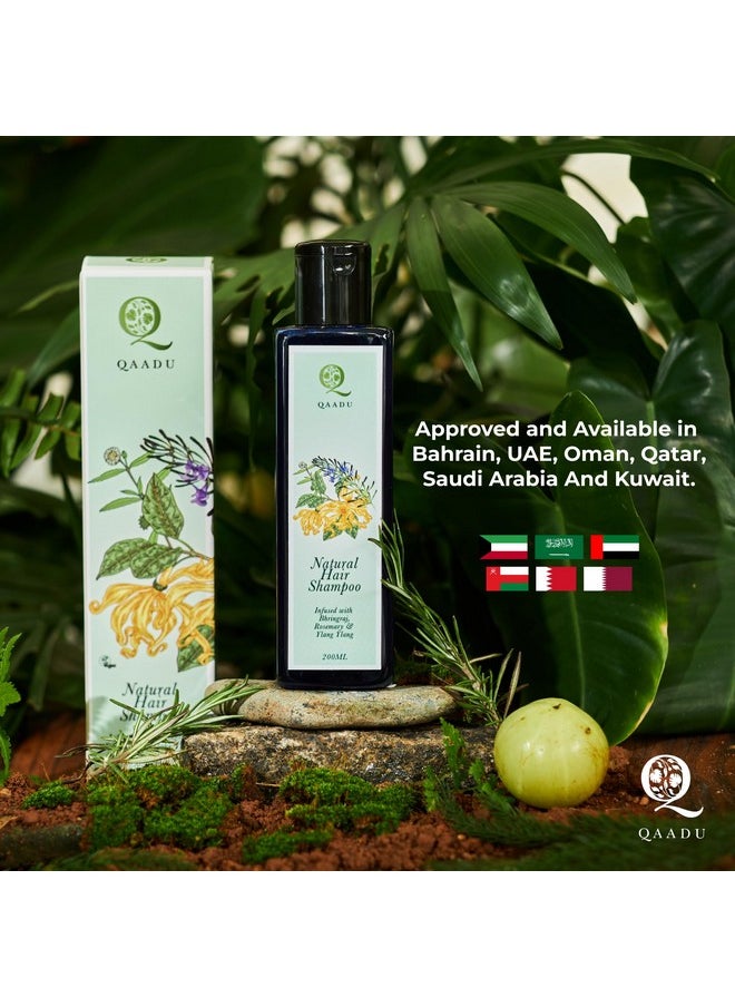 QAADU QAADU Natural Hair Shampoo | Herbal Formula with Bhringraj, Rosemary & Ylang Ylang | Sulphate & Paraben Free | Ideal for Thin, Dry, and Damage-Prone Hair | Nourishing & Anti-Dandruff | 200ml  - Image 5