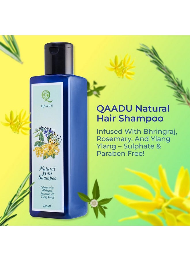 QAADU QAADU Natural Hair Shampoo | Herbal Formula with Bhringraj, Rosemary & Ylang Ylang | Sulphate & Paraben Free | Ideal for Thin, Dry, and Damage-Prone Hair | Nourishing & Anti-Dandruff | 200ml  - Image 2
