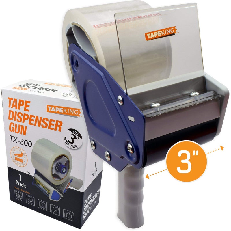 Tape King Packing Tape Dispenser Gun - Handheld Tape Gun with 1 Bonus Clear Packaging Tape (3 Inch Wide) - Shipping Tape for Sealing, Storing, and Moving Boxes, 1 Pack - Image 3