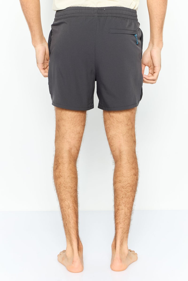 DKNY Men Micro Checkered Board Shorts, Charcoal Grey - Image 4