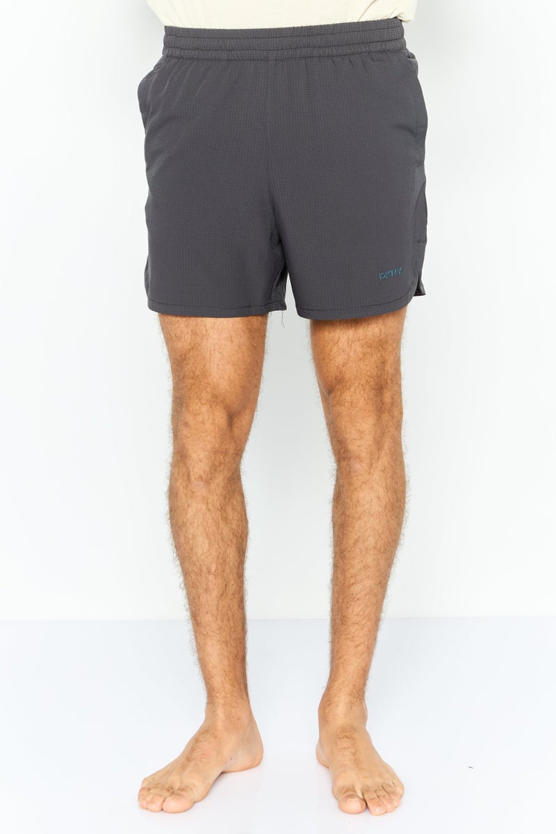 DKNY Men Micro Checkered Board Shorts, Charcoal Grey - Image 1