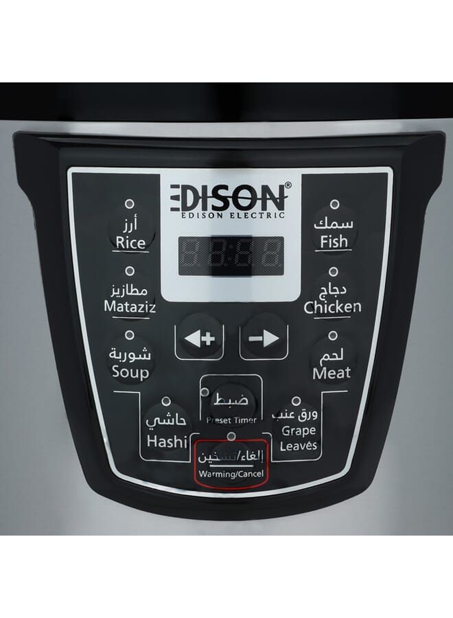 Edison Electric Pressure Cooker, 6 Litres, 1000 Watts, Tefal Inner Pot, 8 Cooking Functions, VT-602D - Silver Black - Image 2