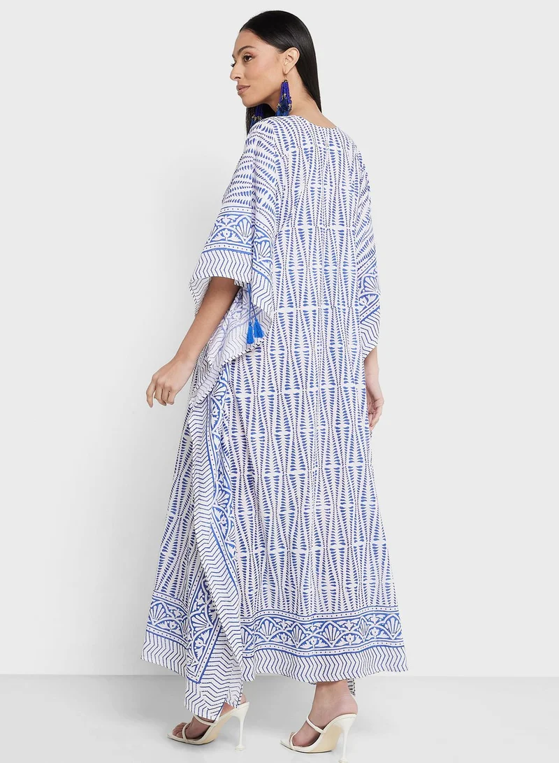 ارابيان كلوزيت قفطان مطبوع بأكمام كاب