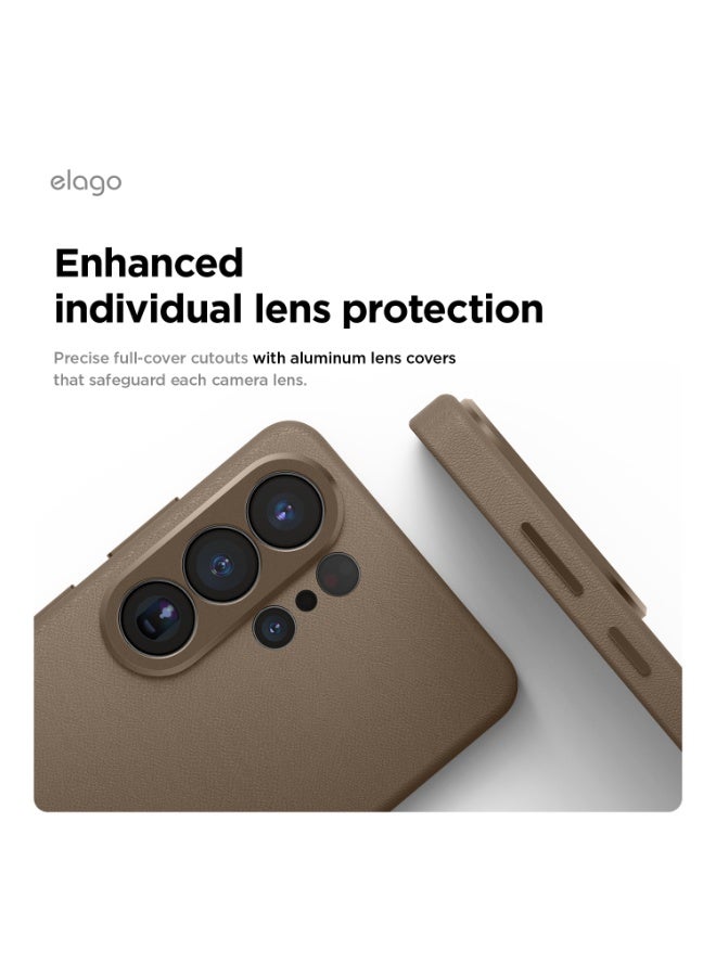 Elago Magnetic Leather for Samsung Galaxy S26 ULTRA (2026) Case [MagSafe-Compatible] Vegan Leather cover with 5-Layer Protection, Shockproof - Taupe - Image 4