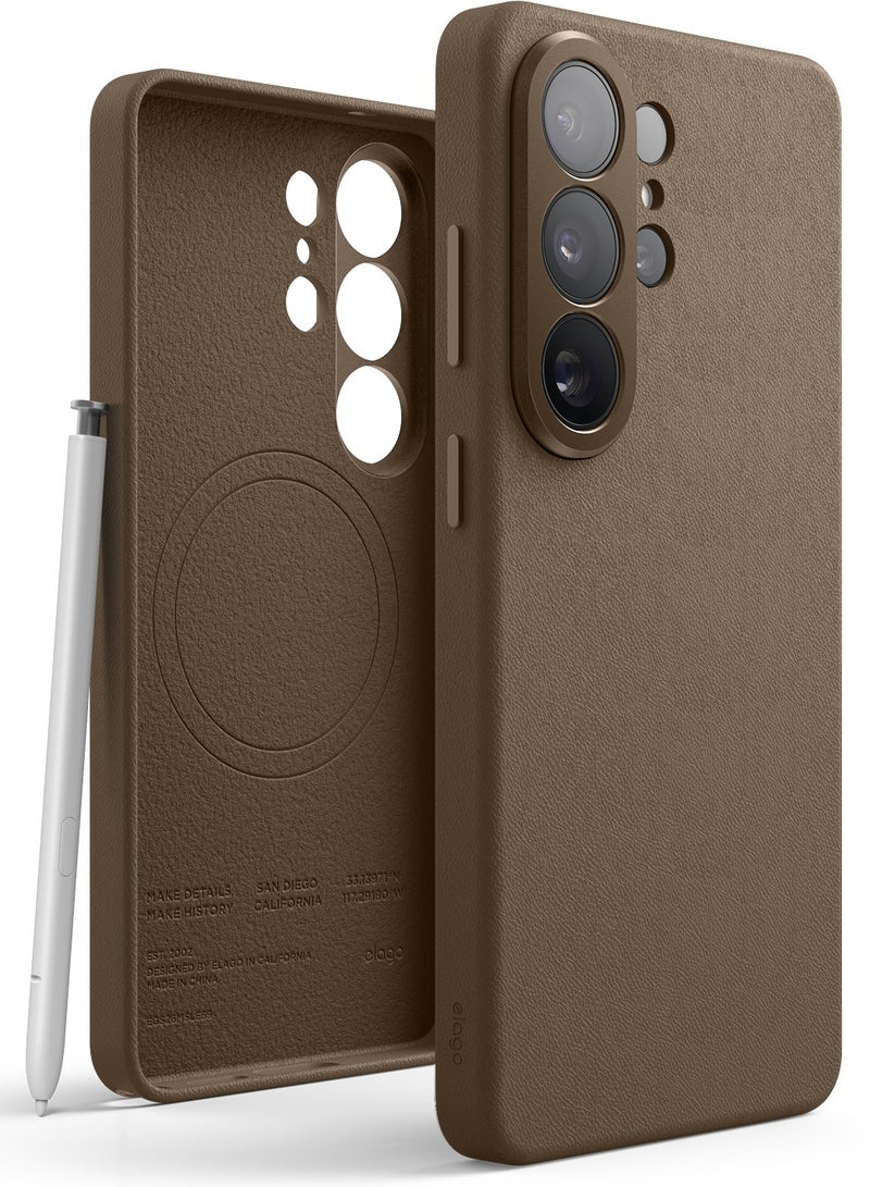 Elago Magnetic Leather for Samsung Galaxy S26 ULTRA (2026) Case [MagSafe-Compatible] Vegan Leather cover with 5-Layer Protection, Shockproof - Taupe - Image 1
