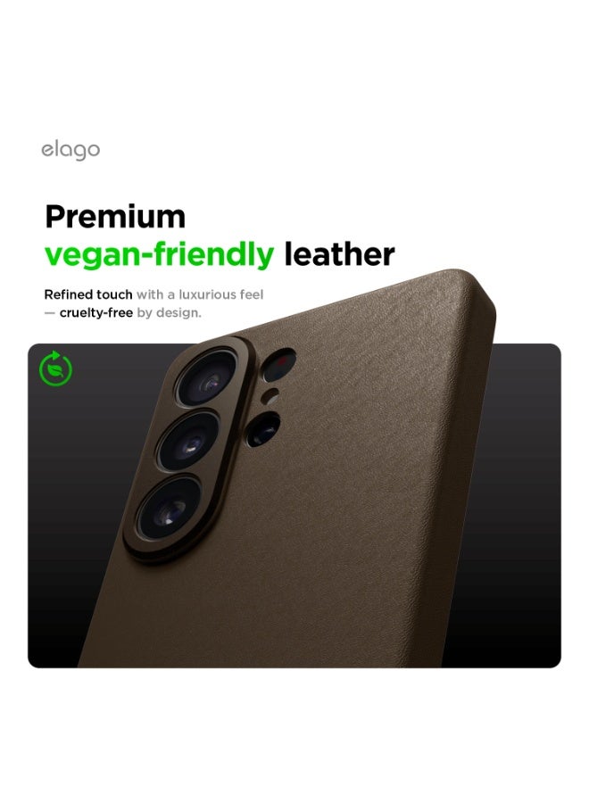 Elago Magnetic Leather for Samsung Galaxy S26 ULTRA (2026) Case [MagSafe-Compatible] Vegan Leather cover with 5-Layer Protection, Shockproof - Taupe - Image 3