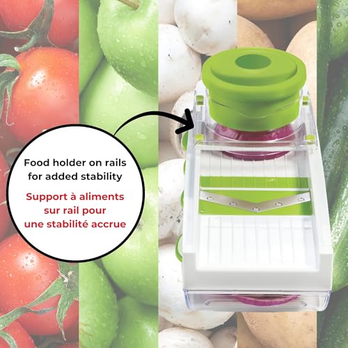 Starfrit Easy Mandoline Slicer, Dicer - 5-Blades and Graters - Straight & Crinkle Blades, Julienne, Grater & Shredder - Self-Feeding Pusher - Catch Base for Storage and Food Container - Image 5