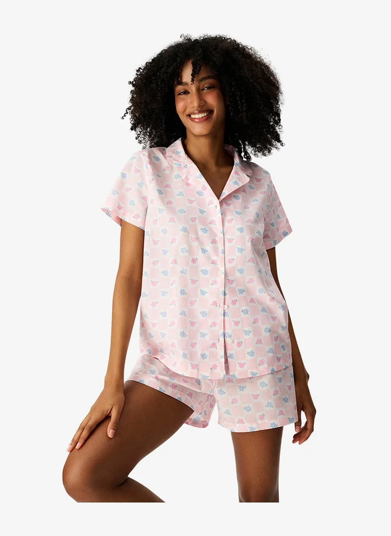 بنتي Women's White Short Sleeve Cotton Pyjama Set with Shorts