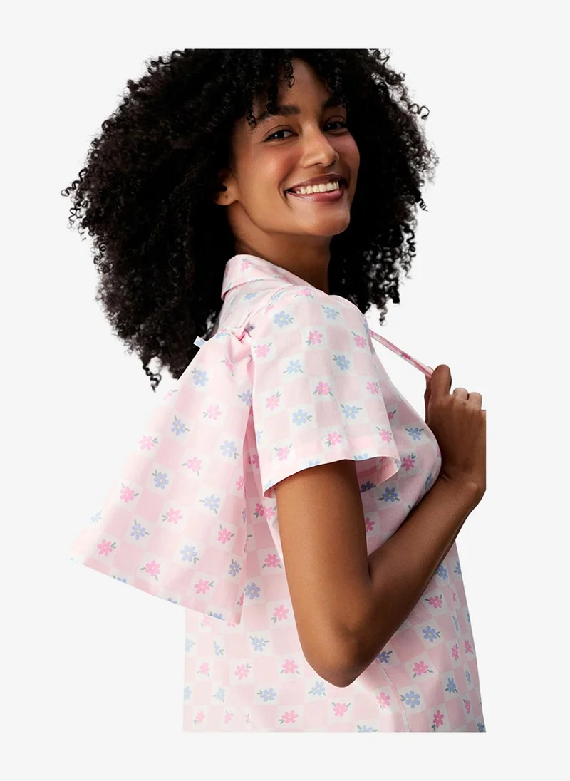 بنتي Women's White Short Sleeve Cotton Pyjama Set with Shorts