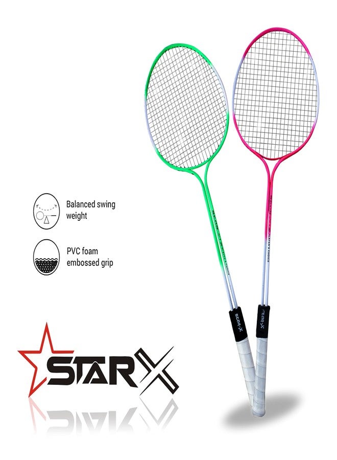 StarX Multi-Shaft Steel Badminton Racquet Set, Adult G4-3 3/4-Inch (Multicolor) Pack of 2 - Image 4