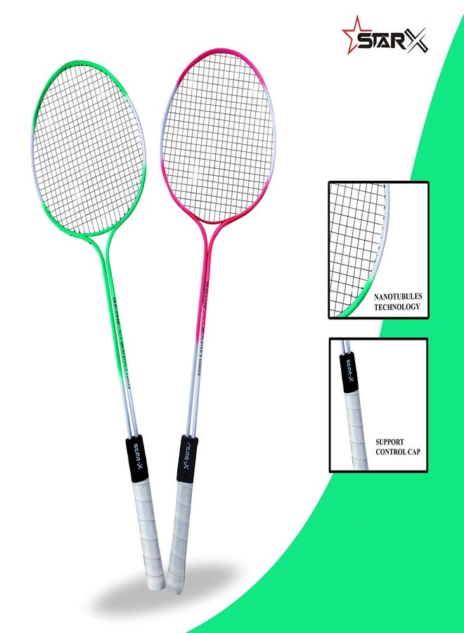 StarX Multi-Shaft Steel Badminton Racquet Set, Adult G4-3 3/4-Inch (Multicolor) Pack of 2 - Image 2