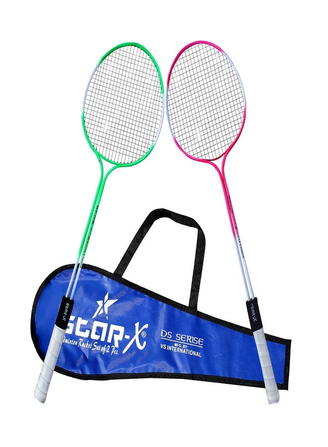 StarX Multi-Shaft Steel Badminton Racquet Set, Adult G4-3 3/4-Inch (Multicolor) Pack of 2 - Image 1