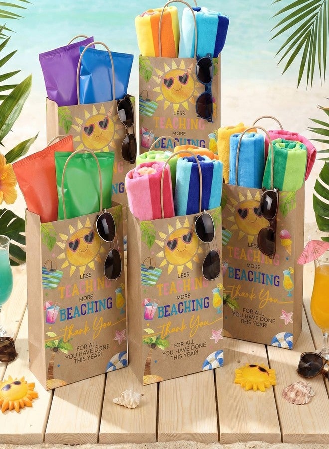 Tenceur 50 Pcs End of The Year Gift Bags Summer Party Gift Bags End of Year Kraft Bag Thank You Treat Supplies with Handle Appreciation Teacher Bag from Student for Graduation Summer Beach(Bright - Image 3