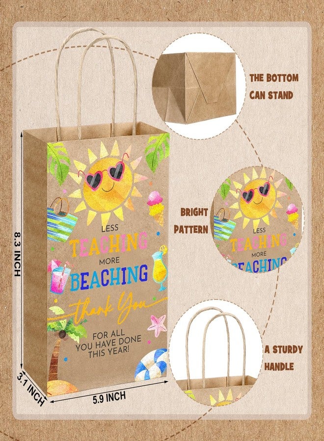 Tenceur 50 Pcs End of The Year Gift Bags Summer Party Gift Bags End of Year Kraft Bag Thank You Treat Supplies with Handle Appreciation Teacher Bag from Student for Graduation Summer Beach(Bright - Image 2