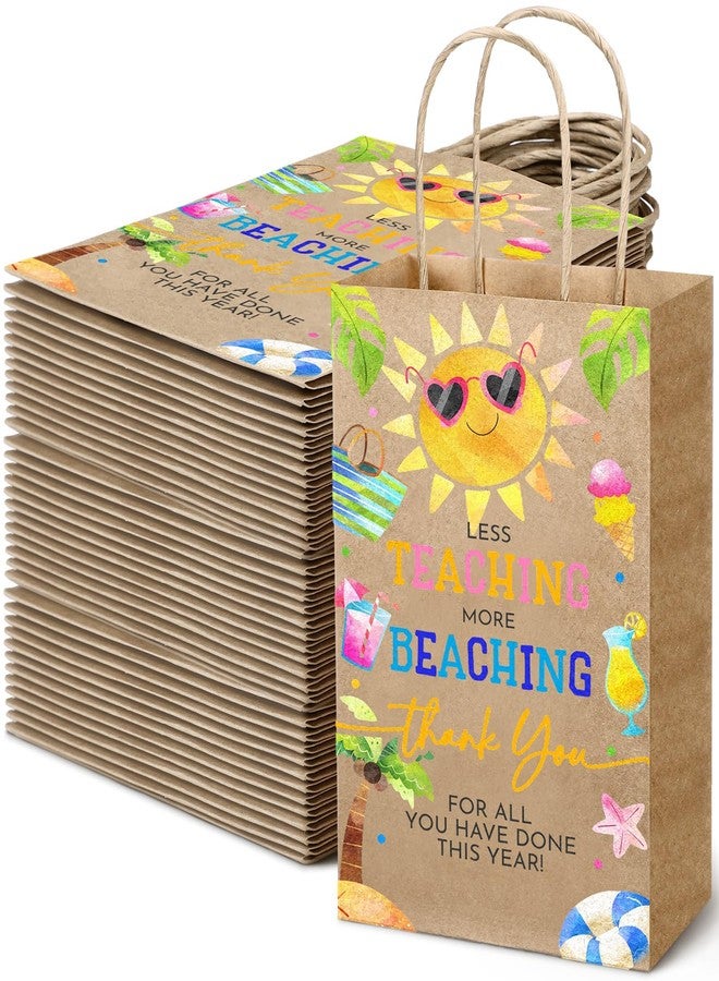 Tenceur 50 Pcs End of The Year Gift Bags Summer Party Gift Bags End of Year Kraft Bag Thank You Treat Supplies with Handle Appreciation Teacher Bag from Student for Graduation Summer Beach(Bright - Image 1