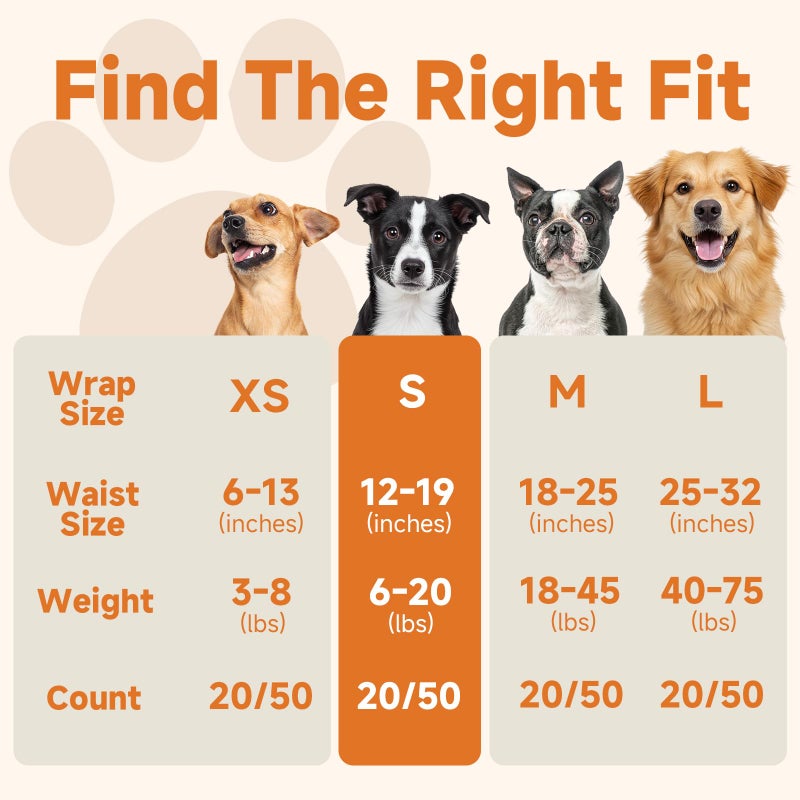 MICOOYO Disposable Male Dog Wraps, Male Dog Diapers Disposable with Wetness Indicator, Puppy Diapers Super Absorbent and Breathable, Small Size 20 Count - Image 5
