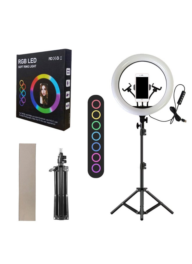 Spot 14 Inch RGB Fill Light 15 Kinds Of Color Adjustable Color Beauty Light Net Red Outdoor Live Broadcast Light-Light Source Color:14 Inch RGB Five Key