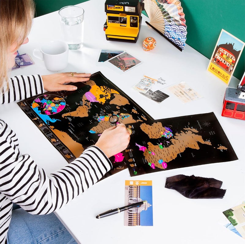 Efficiency boosted construction Scratch Off World Travel Map Poster + Bonus England Map. Places I've Been. With Accessories and Gift Tube Multi-purpose - Image 4