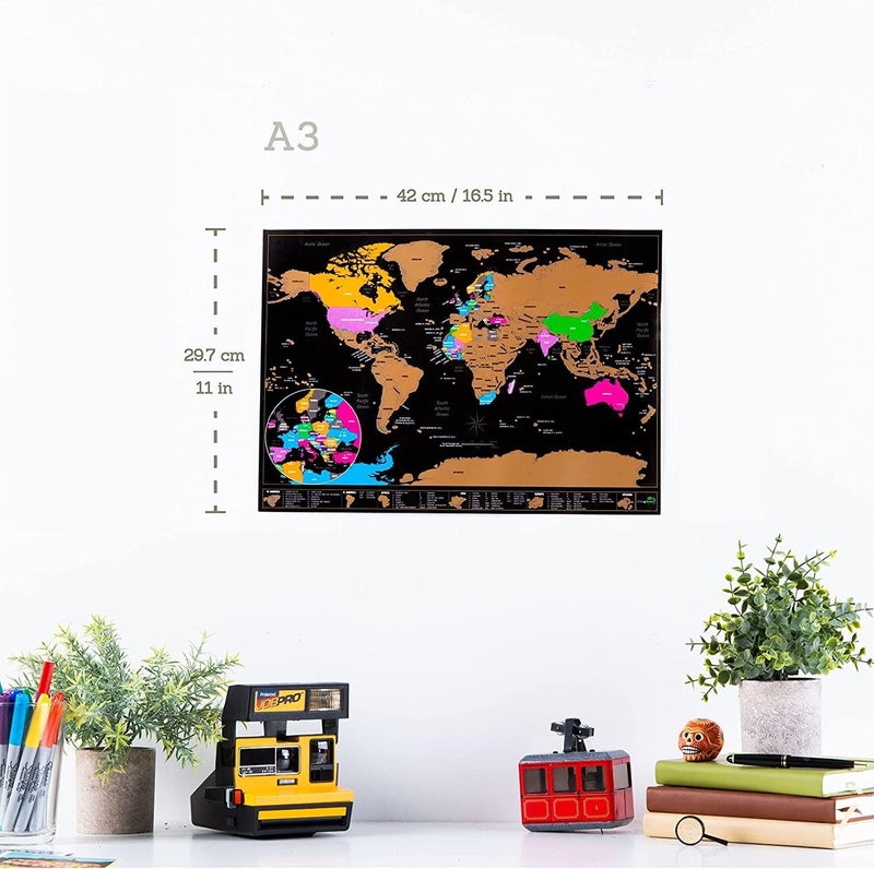 Efficiency boosted construction Scratch Off World Travel Map Poster + Bonus England Map. Places I've Been. With Accessories and Gift Tube Multi-purpose - Image 2