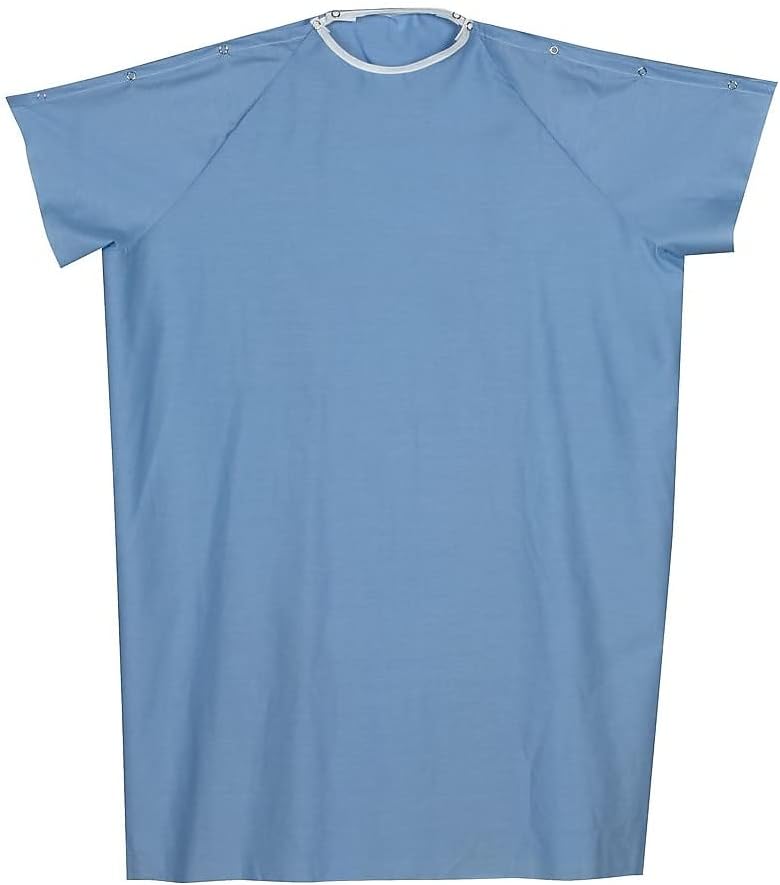 DMI Mabis Convalescent Gown with Snaps - Comfortable Blue Patient Gown for Easy Dressing - Image 2