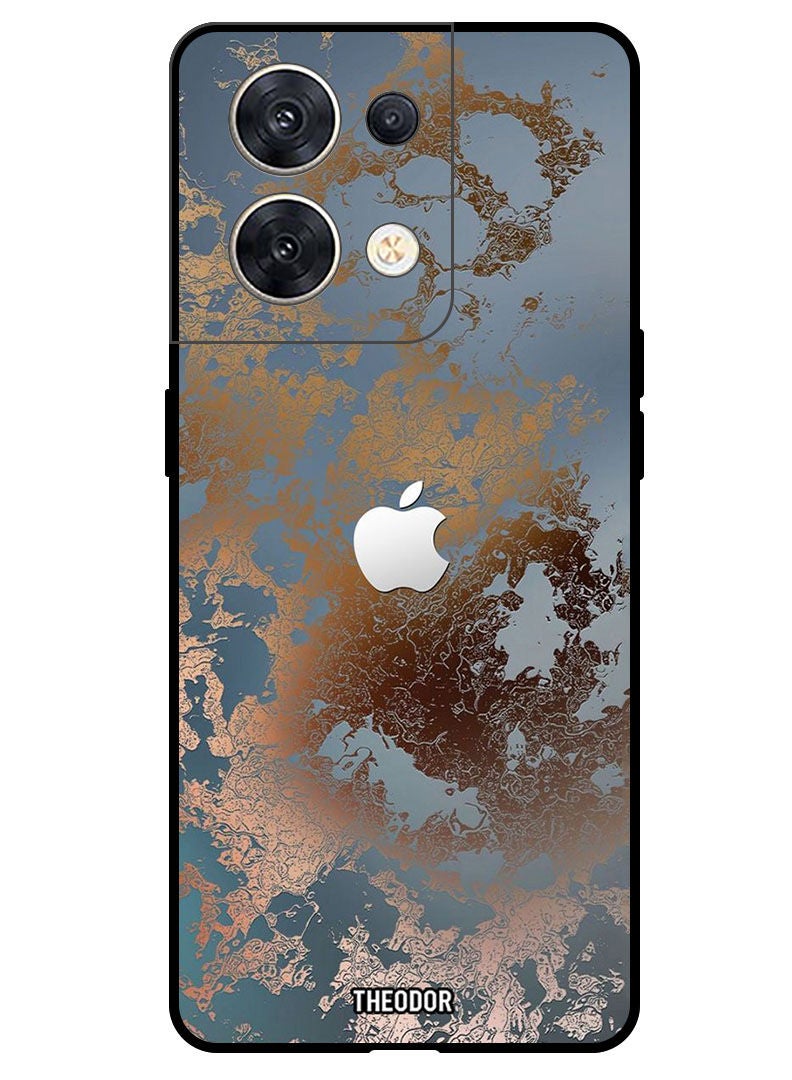 Theodor Protective Case Cover For OPPO RENO 8 5G Golden Grey Design - Image 1