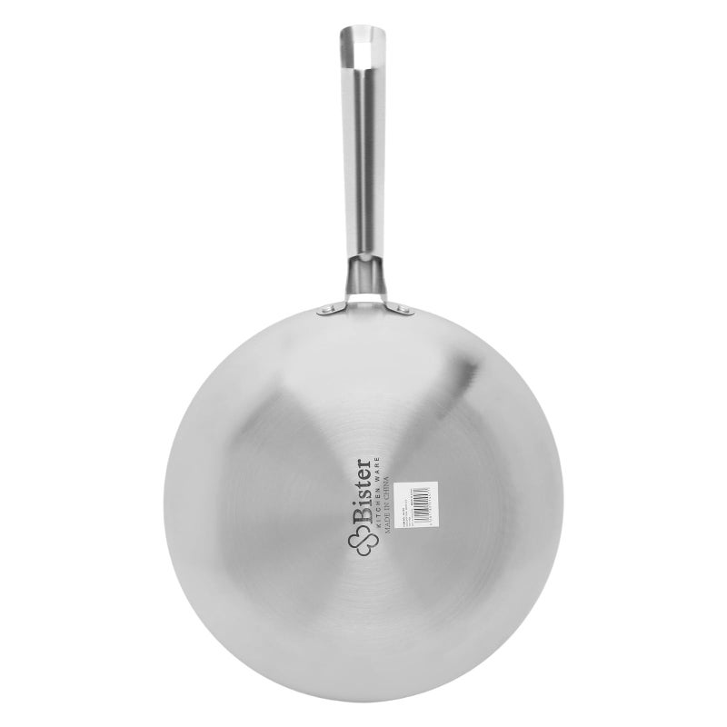 Bister Stainless Steel Frying Pan 32 cm Silver Ergonomic Stay-Cool Handle for Stovetop Cooking - Image 2
