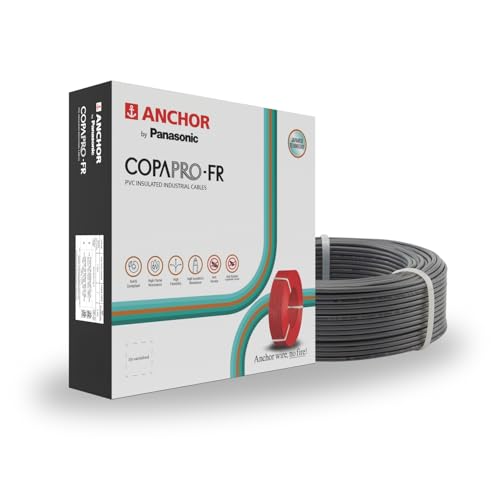 Anchor by Panasonic 1.5 mm COPAPro FR Electrical Wire, 90 Meter Fire Resistant Single Core PVC insulated Pure Copper Wire, Anti Rodent Anti Termite Flexible Wire for Connections (GREY, 96139GY) - Image 1