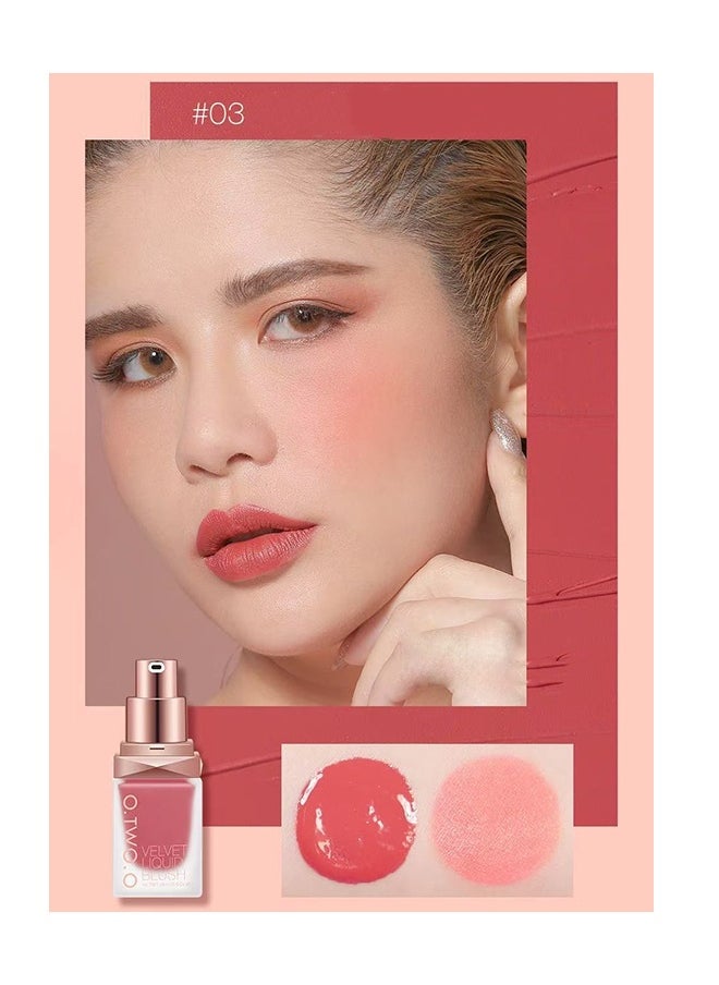 O.TWO.O Velvet Liquid Blush  Long lasting Blusher #03  - Image 2
