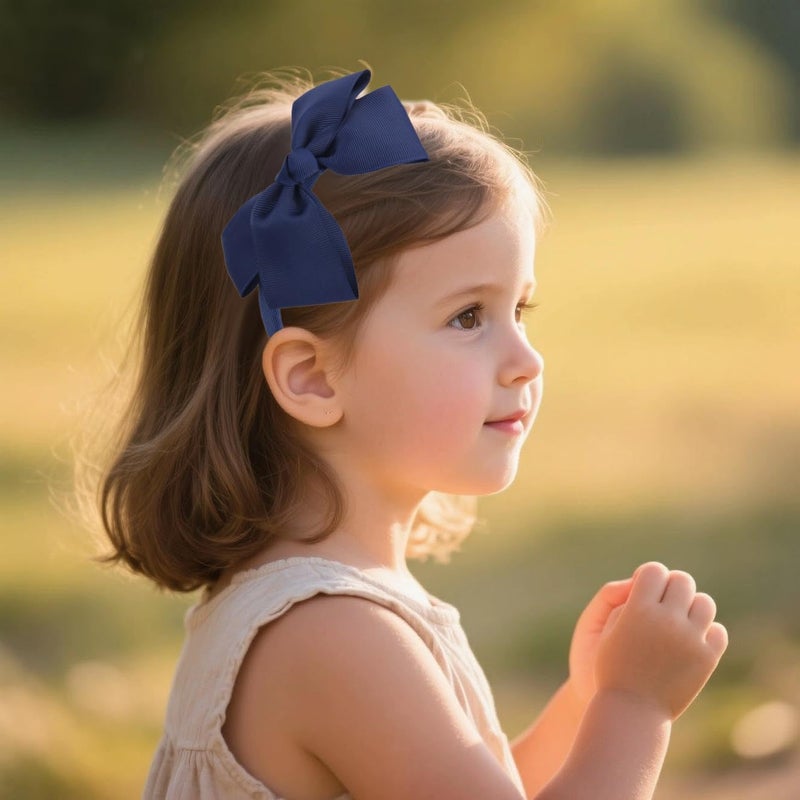 7Rainbows Fashion Cute Navy Blue Bow Headband Back to School Headbands for Girls Toddlers. - Image 2