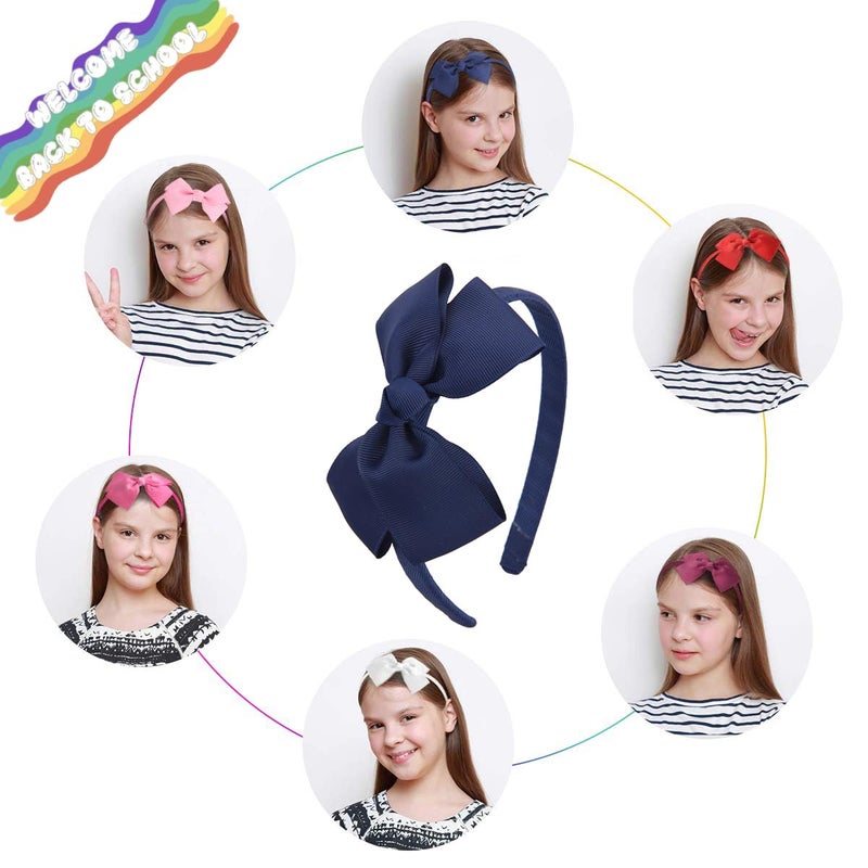 7Rainbows Fashion Cute Navy Blue Bow Headband Back to School Headbands for Girls Toddlers. - Image 4