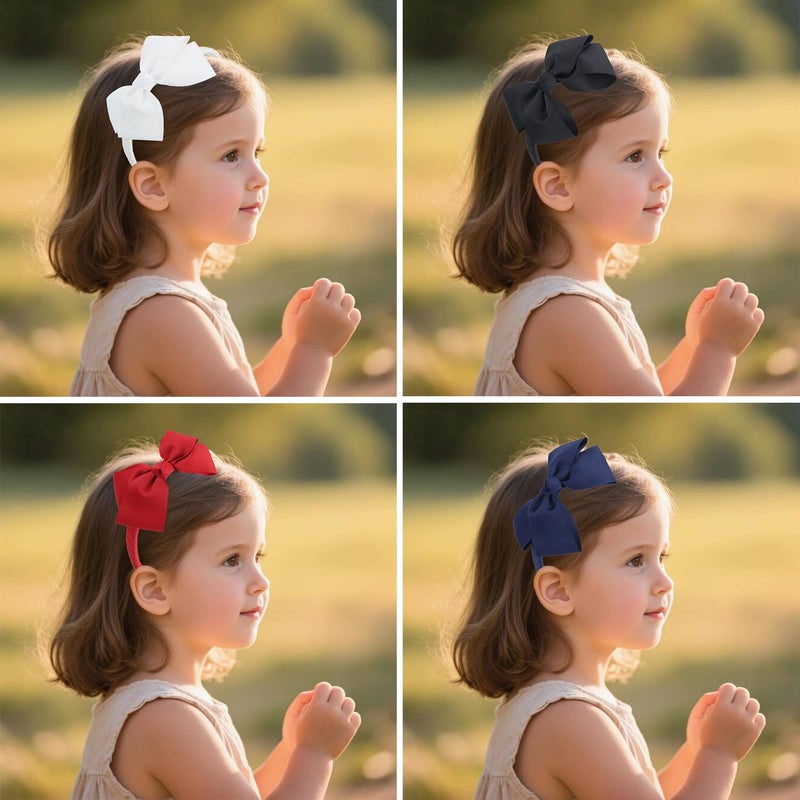 7Rainbows Fashion Cute Navy Blue Bow Headband Back to School Headbands for Girls Toddlers. - Image 3