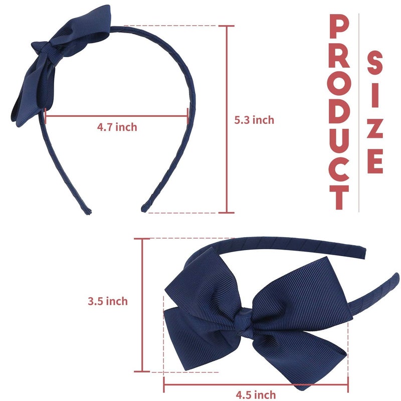 7Rainbows Fashion Cute Navy Blue Bow Headband Back to School Headbands for Girls Toddlers. - Image 5
