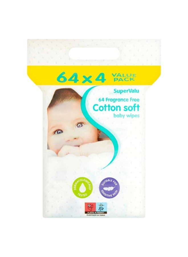 Supervalu Baby Wipes, Fragrance Free - 4x64pcs, Turkey - Image 1