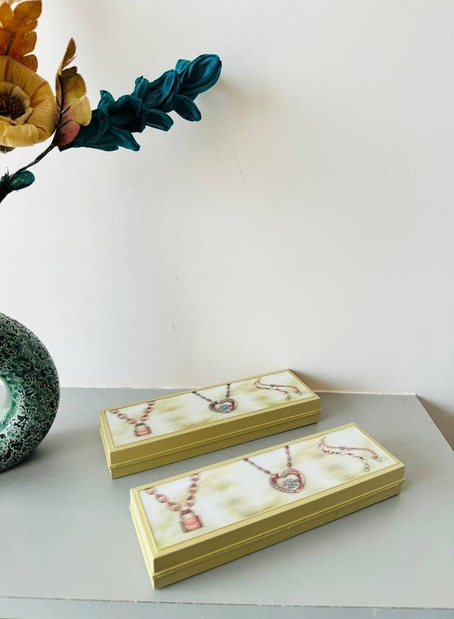 دي أس أس مجموعة مجوهرات DSS ثلاثية الأبعاد من الساتان والمخمل (ذهبي، 8 × 2 بوصة) - عبوة من قطعتين - Image 2