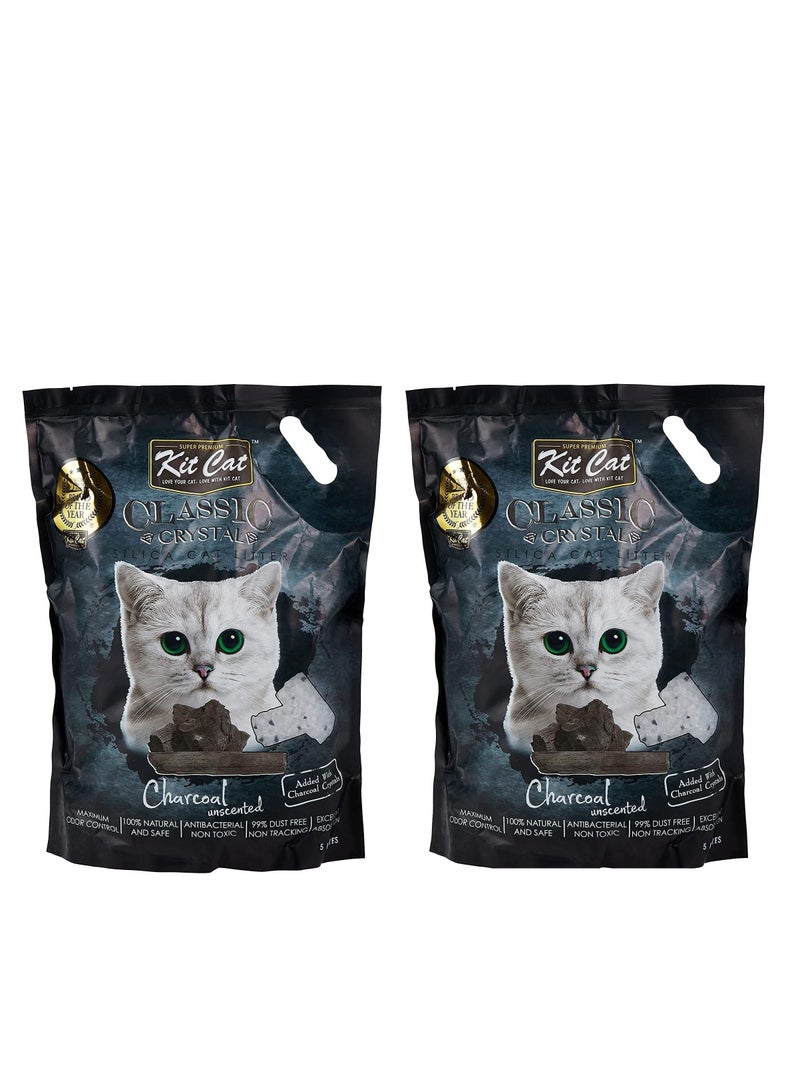 Kit Cat Classic Crystal Charcoal Unscented Cat Litter 2X5L - Image 1