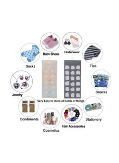 Excefore Closet Hanging Organizer, Bra and Underwear Hanging Storage Organizer, Dual Sided Wall Shelves with Mesh Pockets, Space Saver Bag, 5+10 Pockets (Beige）  - Image 4