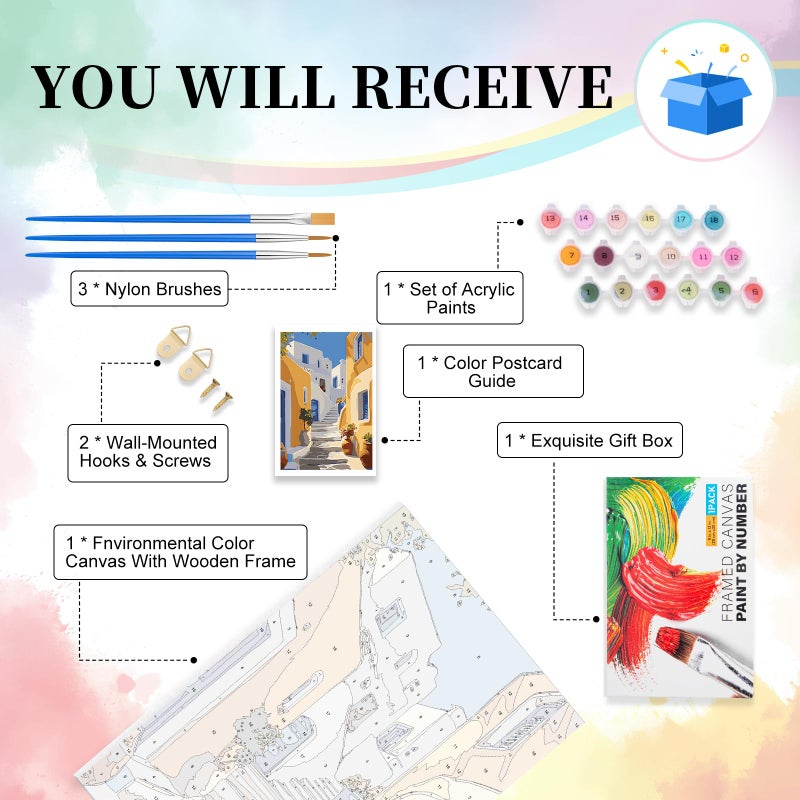 Camocin Framed Paint by Numbers Kit for Adults Beginner & Kids Ages 10-13, Easy Paint by Numbers with Frame, Acrylic Adult Painting by Number Kits on Canvas Framed for Gift Home Wall Decor 8 x 12 Inch - Image 5