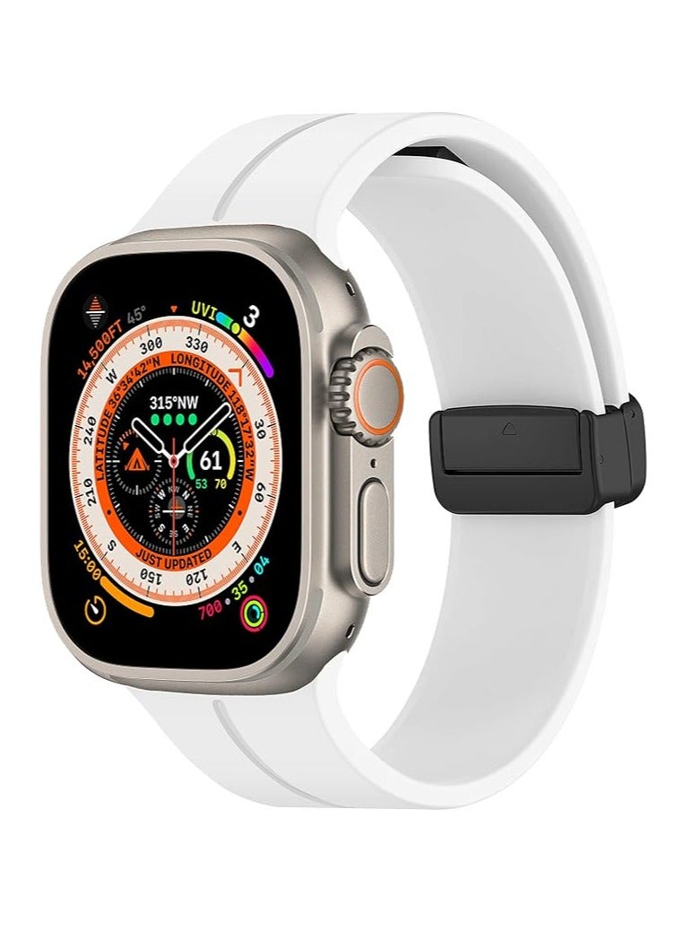 Silicone Magnetic Strap for Apple Watch Ultra Band 49mm 45mm 44mm 42mm Men/Women, Soft Sport Silicone Replacement Wristband Strap for iwatch Series 9/8/7/6/5/4/3/2/SE/Ultra2 - Image 1