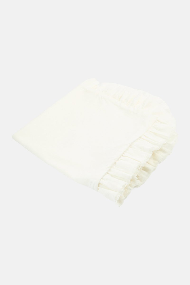 Muy Mucho Plain Cushion Ruffles Cover, White  - Image 2