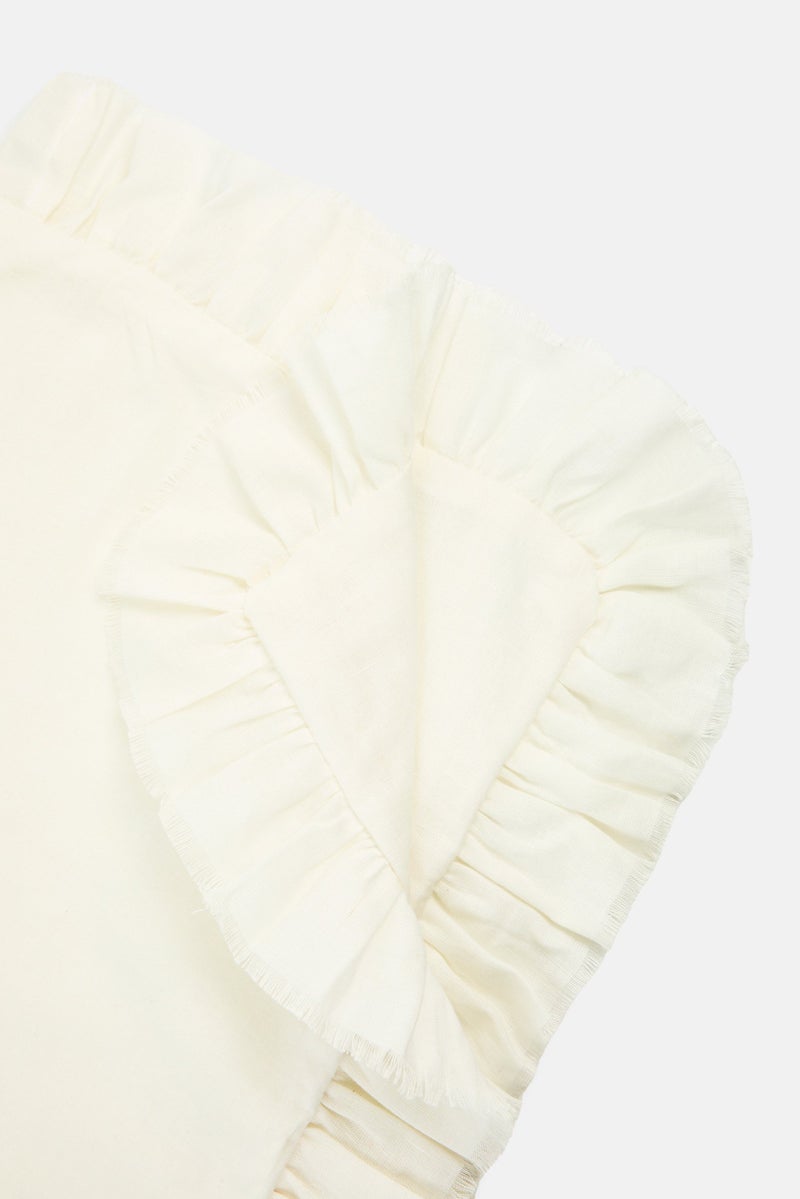 Muy Mucho Plain Cushion Ruffles Cover, White  - Image 3
